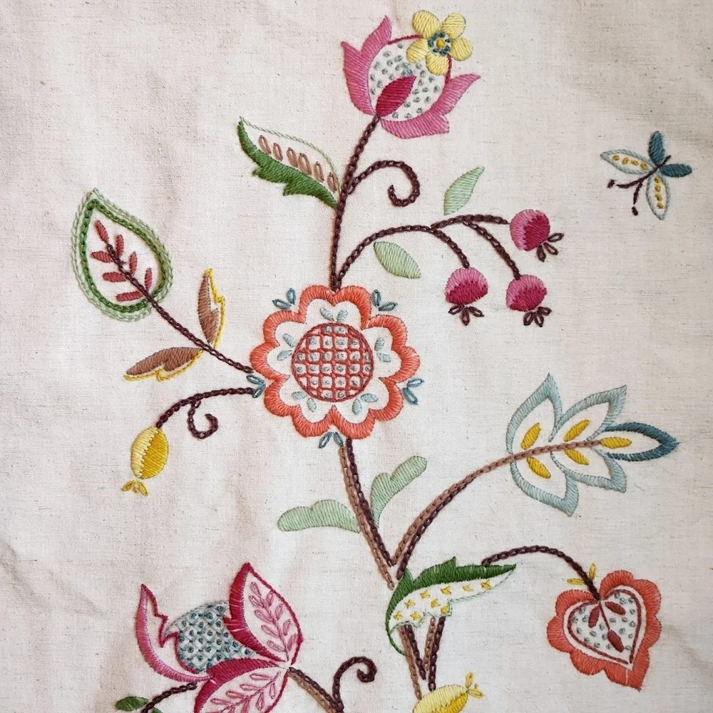 Vintage Crewel Embroidered Folk Art Wall Hanging - Picture 3 of 6